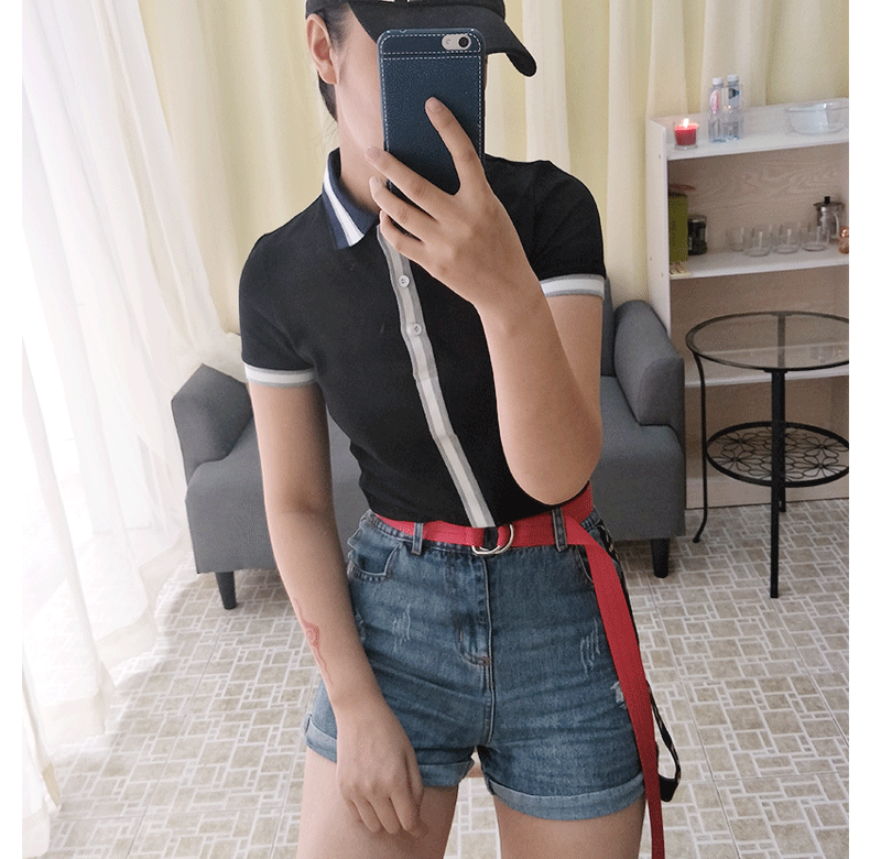 全智賢同款巴寶莉風衣 B L 智仙生同款百搭修身學院風套頭翻領polo衫針織短袖上衣 女 全智賢包