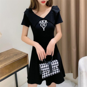 Summer women’s fashion sweet Lapel slim slim dress