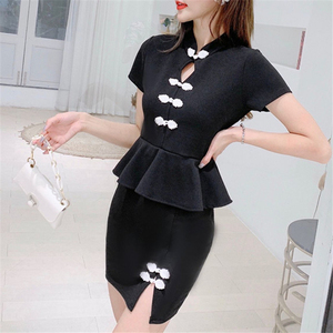 Retro cheongsam elegant waist slim dress