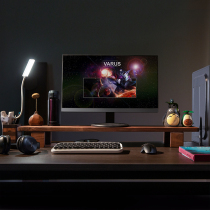 Computer monitor office desktop raised shelf solid wood base imac bracket keyboard storage pad high storage rack