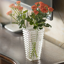 Creative decoration of the light and luxury crystal transparent glass vase pendulum with fresh flowers and rose lily