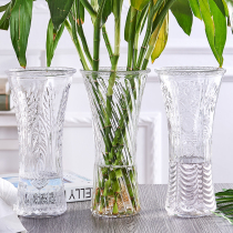 Large household living room hydroponic flower arrangement dried flowers rich bamboo vase ornaments Water culture transparent creative glass decorative bottle