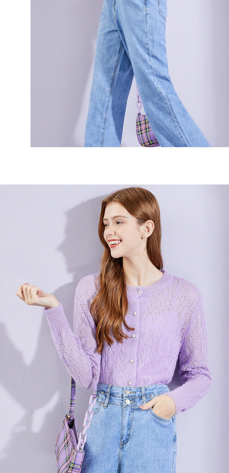 【定制】秋水伊人针织衫2020年秋季新品女装气质温柔风镂空单排扣