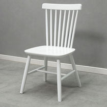Nordic ivory white solid wood dining chair home simple ins backrest stool dining table and chair full solid wood Windsor chair