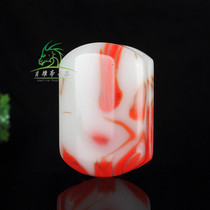 Xiao Yazhai Xinjiang Gobi chicken bloodstone belt buckle red and white jade Wen play jade waist wear safety card light plate waist decoration
