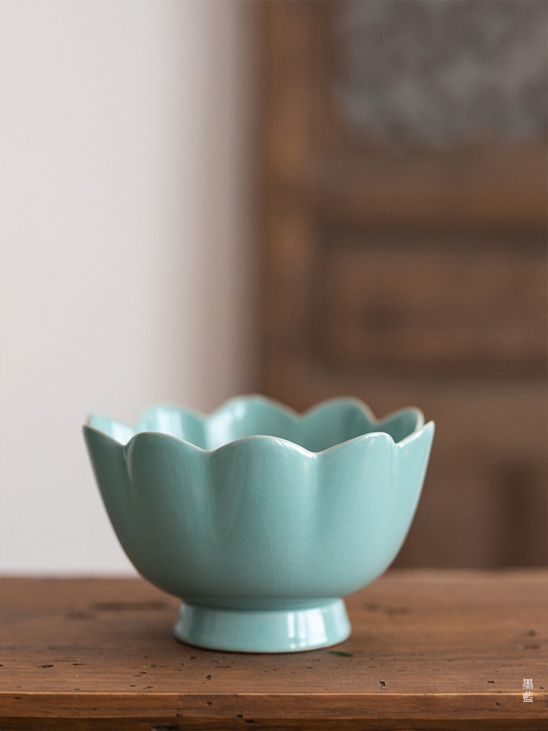 花器莲花碗陶瓷仿古瓷器汝窑天青釉花口注碗花盆插花花道禅意