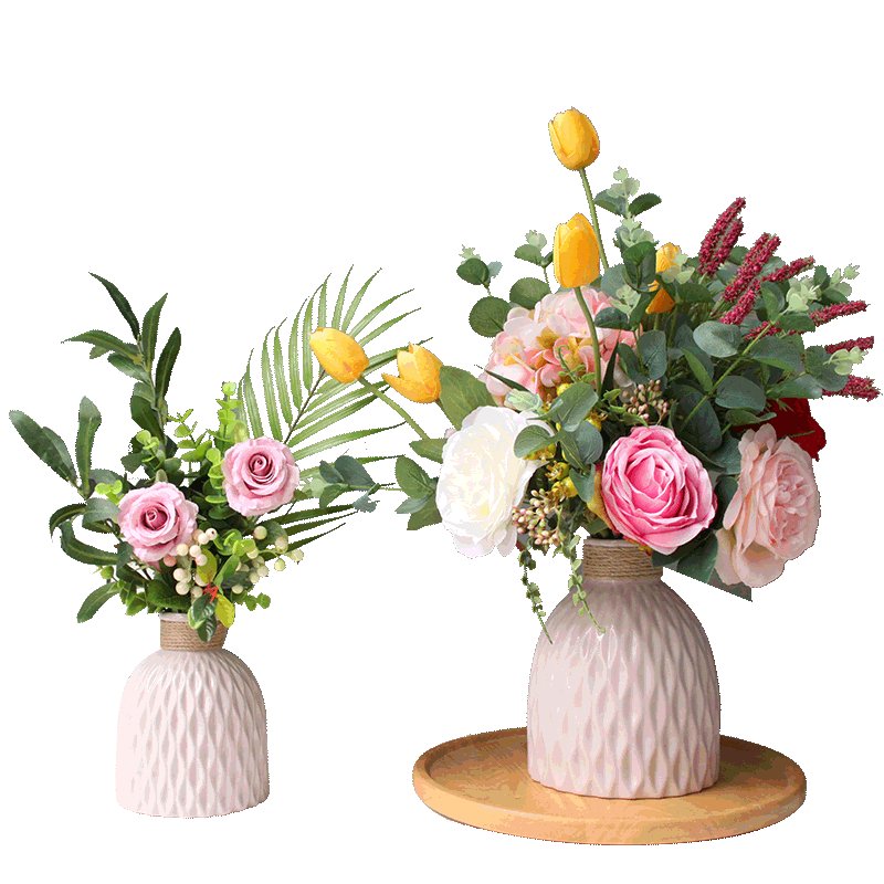 The Send + simulation flowers, artificial flowers, fresh roses bouquet of lilies sitting room office table flower arranging flower art pottery flowerpot