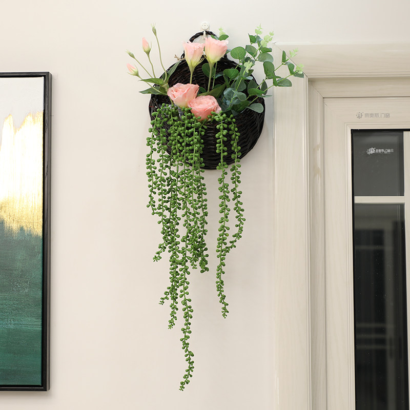 吊花装饰假花仿真花装饰壁挂花篮挂墙上挂的花篮创意挂花装饰垂吊