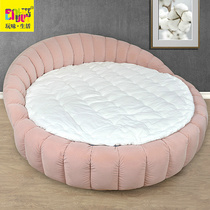 New cotton flower round mattress quilt thickened cotton wool round quilt quilt hand quilted cotton custom made B & B mattress White