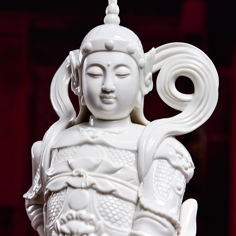 Yutang dai dehua white porcelain duke guan WeiTuo furnishing articles of Buddha dharma yoga blue WeiTuo a bodhisattva/D18-58