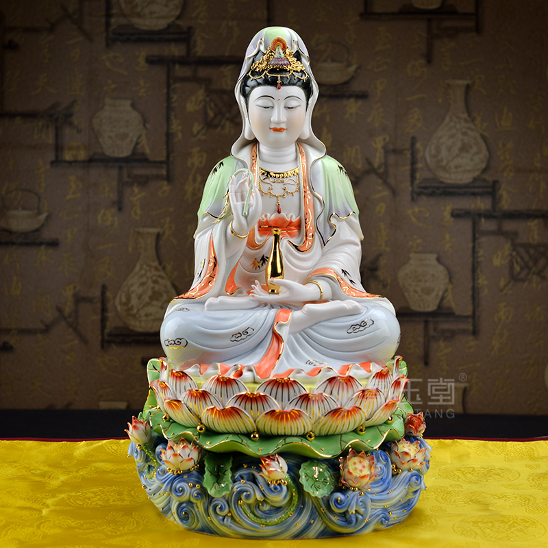 Yutang dai ceramic guanyin Buddha worship that occupy the home furnishing articles 18 inch gold paint avalokitesvara like under the glaze