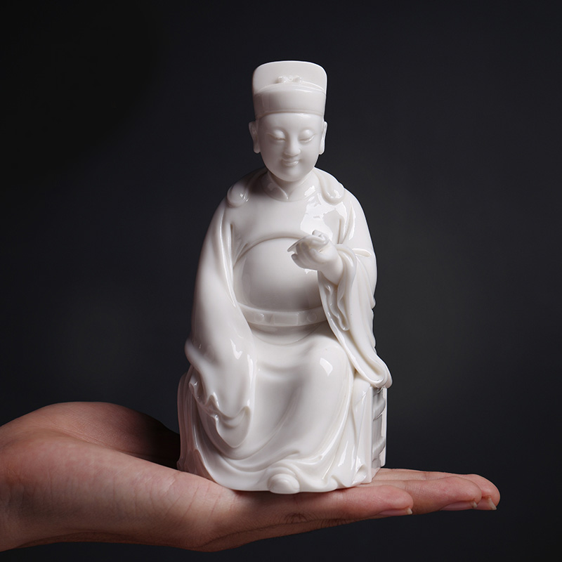 Yutang dai dehua white porcelain statute study furnishing articles ceramic its craft art collection permit gods