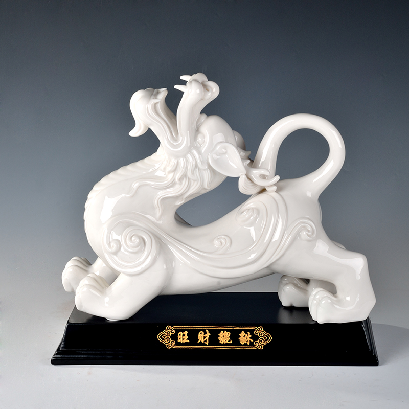 Yutang dai home sitting room/office furnishing articles dehua porcelain, the mythical wild animal pair/white porcelain prosperous wealth old old D40-68 is the mythical wild animal