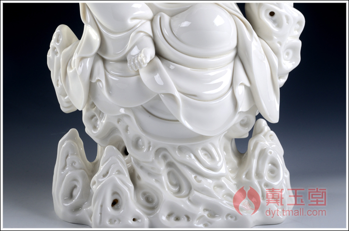 Yutang dai dehua white porcelain ceramic its art collection furnishing articles/lean on rock with the guanyin Buddha D20-11