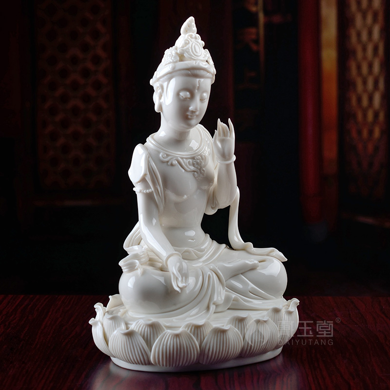 Dehua white porcelain porcelain carving handicraft production is pulled from the shelves 】 【 ROM statute of a bodhisattva