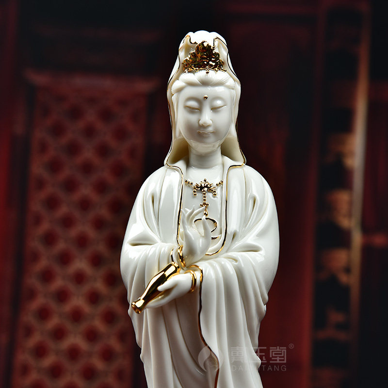 Yutang dai ceramic white porcelain its art guanyin bodhisattva Buddha home furnishing articles/lotus goddess of mercy bottle (paint)