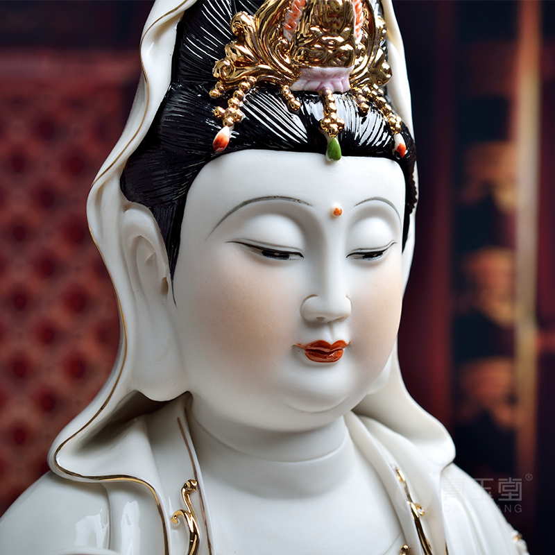 Buddha ceramic handicraft production 5 fold 】 【 consecrate guanyin bodhisattva/14 inch gold lotus goddess of mercy