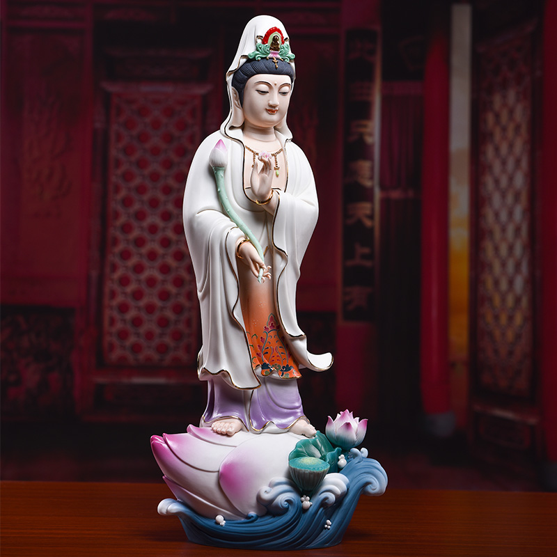 Yutang dai color kwan Yin - statute ceramics handicraft of kannon furnishing articles/lotus guanyin D14-68 - a