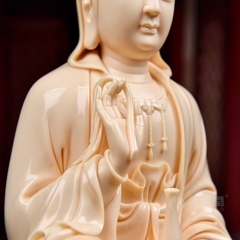 Yutang dai dehua white porcelain avalokitesvara figure of Buddha furnishing articles 14 inch lotus switch guanyin D34-106