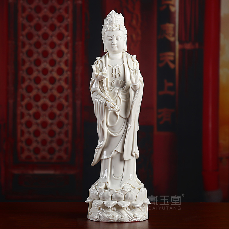 Yutang dai ceramic west three holy Buddha worship that occupy the home furnishing articles household dehua white porcelain guanyin bodhisattva process