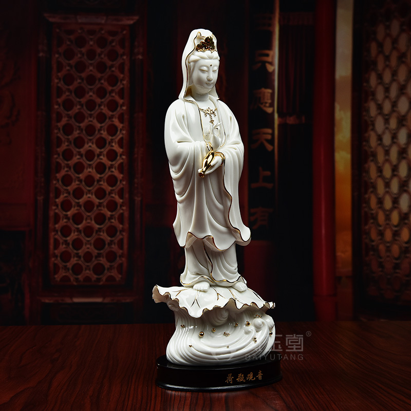 Yutang dai ceramic white porcelain its art guanyin bodhisattva Buddha home furnishing articles/lotus goddess of mercy bottle (paint)