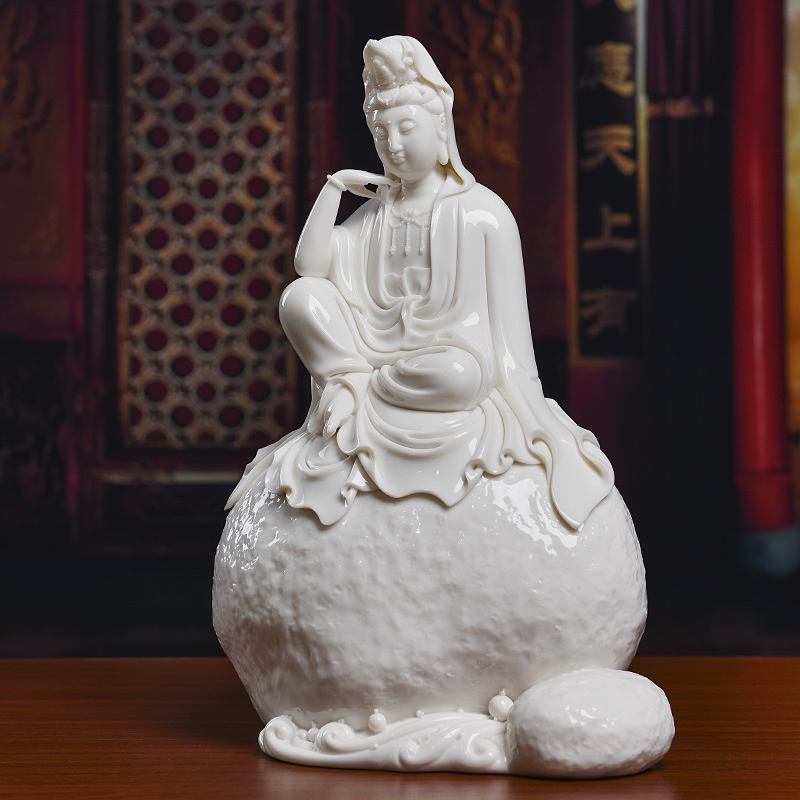 Yutang dai dehua white porcelain to see if the sound of Buddha furnishing articles Zheng Jinxing manually signed a limited edition of avalokitesvara