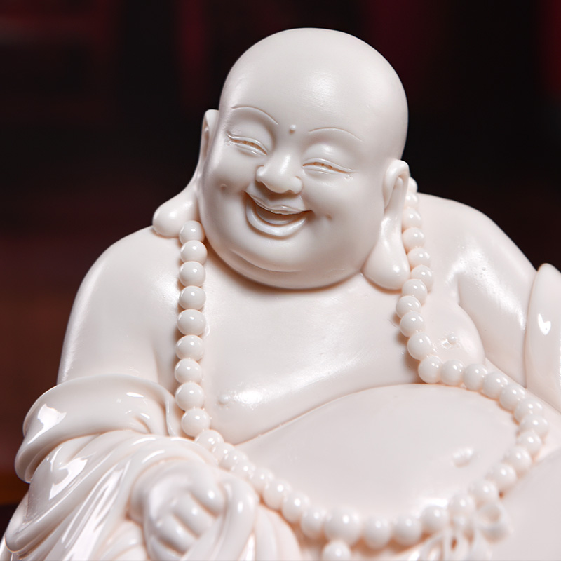 Yutang dai Lin Jiansheng master design gifts to dehua white porcelain art/child red comfortable maitreya