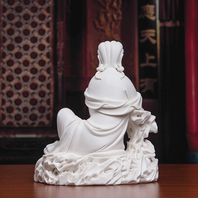 Furnishing articles yutang dai dehua porcelain carving of Buddha avalokiteshvara Liu Mingzhi sat rock guanyin/D19-28