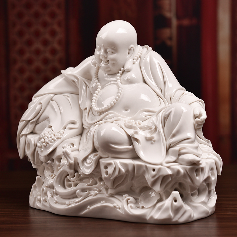 Yutang dai dehua white porcelain pot - bellied laughing Buddha maitreya Buddha furnishing articles play dragon porcelain carving art crafts household