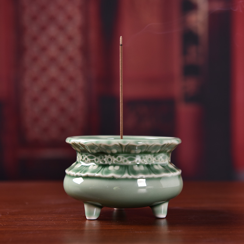 Yutang dai ceramic incense buner for buddhist indoor consecrate Buddha with supplies joss stick'm burning incense incense furnishing articles