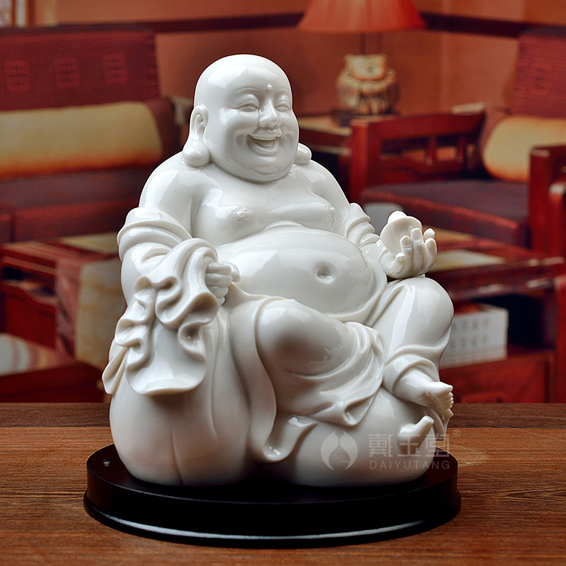 Yutang dai laughing Buddha furnishing articles dehua white porcelain Chinese zen decorative ceramics handicraft/blessed from maitreya