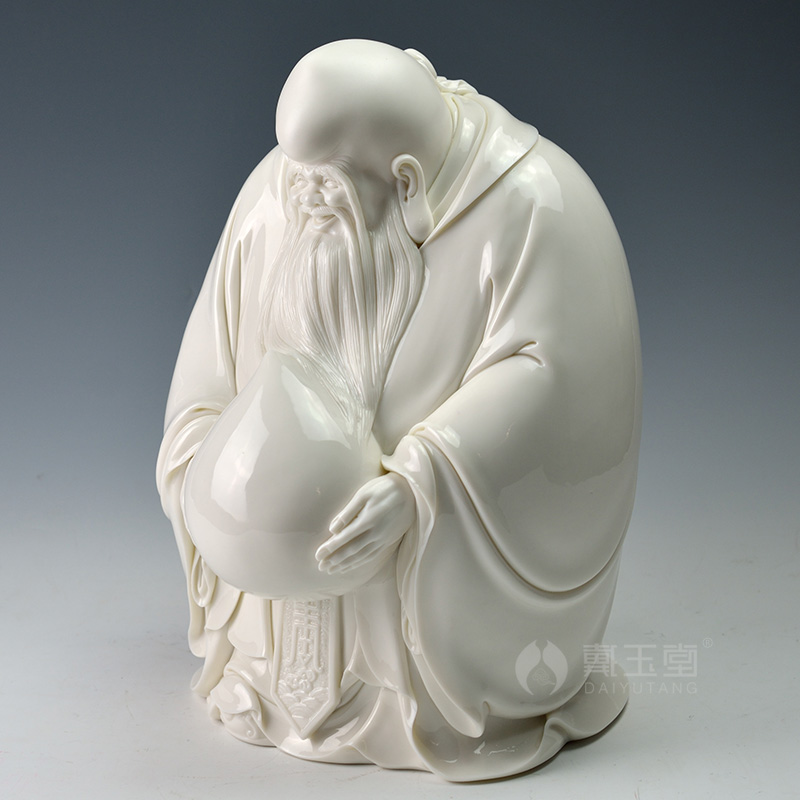 Yutang dai Lin Jiansheng master dehua white porcelain porcelain carving art craft collection furnishing articles/longevity D03-223