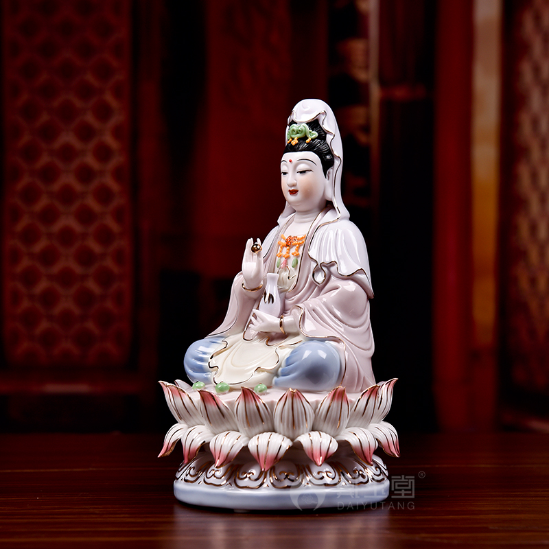Yutang dai ceramic guanyin Buddha to occupy the home for home 8 inches full lotus under glaze color avalokitesvara