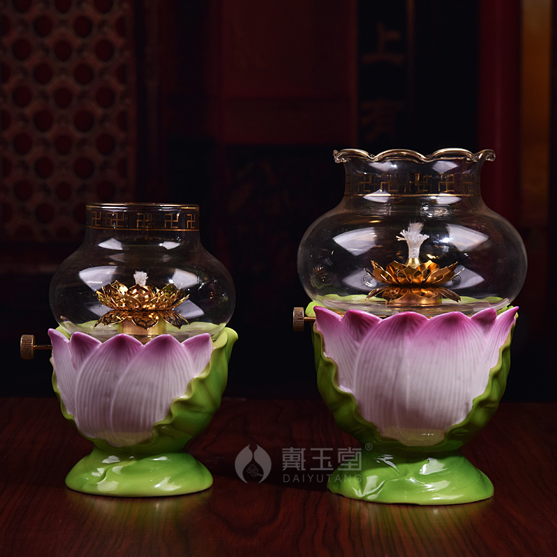 Yutang dai ceramic balm ('m lamps ghee Buddha with supplies furnishing articles for Buddha lamp wind size can be adjusted