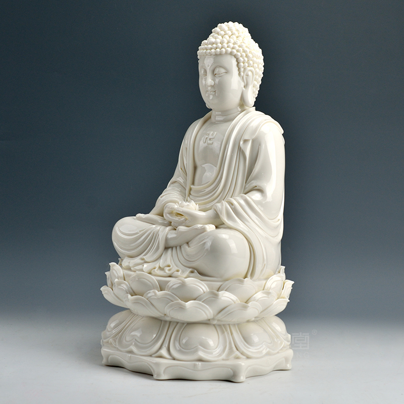 Yutang dai dehua white porcelain of Buddha enshrined furnishing articles/16 inches sitting Buddha Buddha D01-037 - c