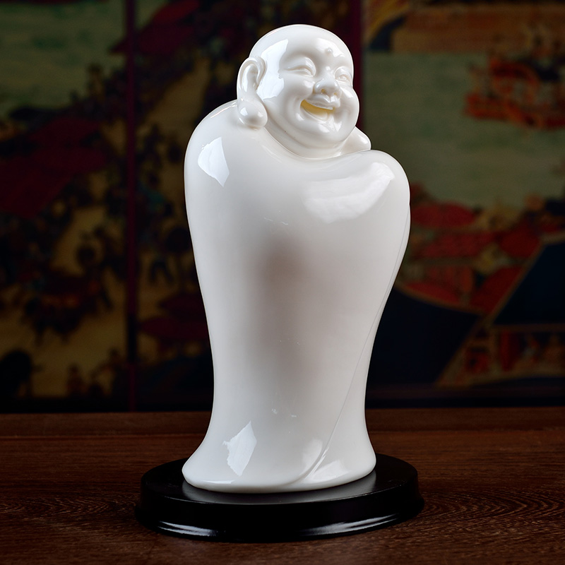 Yutang dai laughing Buddha white marble porcelain dehua ceramic handicraft collection/8 inches primer D01-044