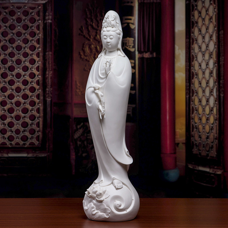 Yutang dai Liu Mingzhi furnishing articles for dehua ceramic Buddha avalokiteshvara lotus ruyi guan Yin/D19-07