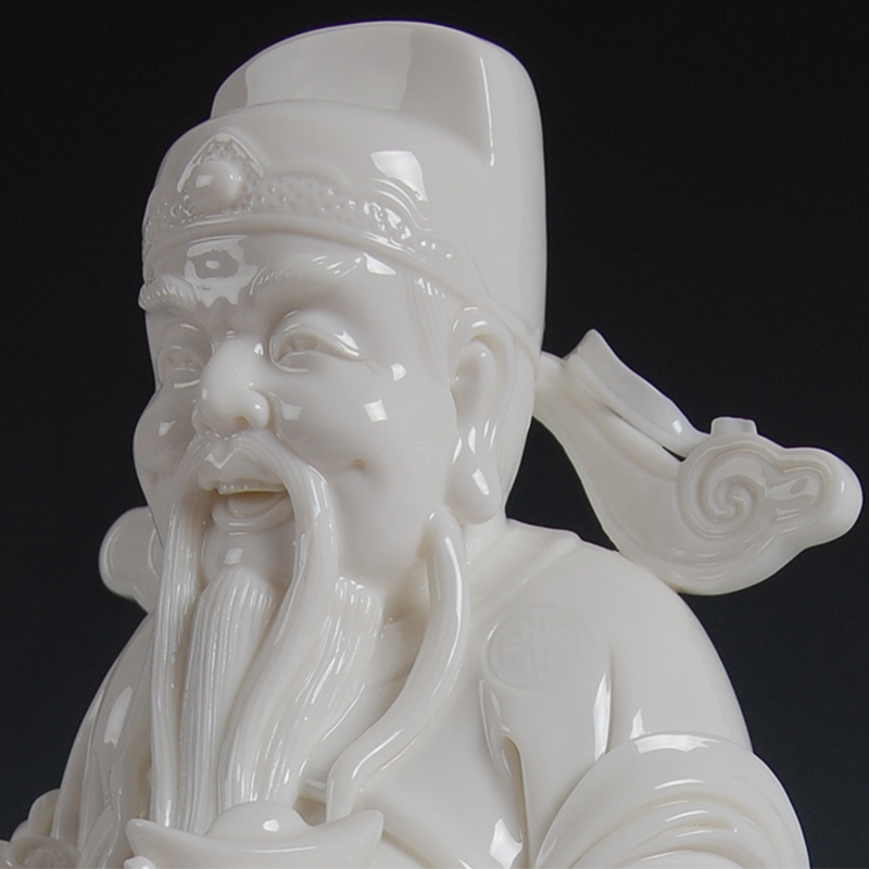 Yutang dai white marble porcelain claus gift crafts dehua white porcelain 12 inches fu lu shou samsung gods