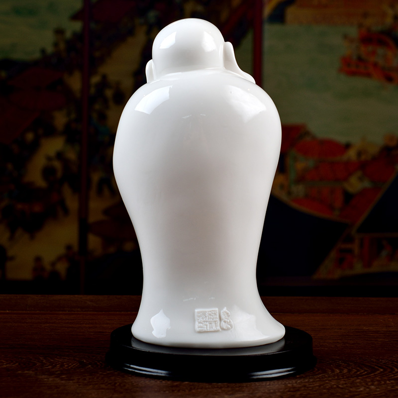 Yutang dai laughing Buddha white marble porcelain dehua ceramic handicraft collection/8 inches primer D01-044
