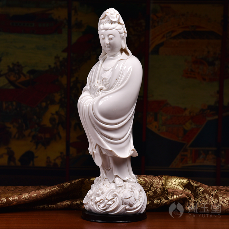 Yutang dai Lin Luyang master autograph set limit to 100 white marble statute of 18 inches across indicates the sea goddess of mercy corps D01 porcelain - 003