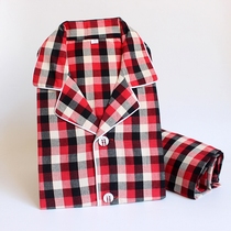 Spring and Autumn Womens Old Coarse Cotton Pajamas Set Cotton Mens Home Clothes Two Piece Couple