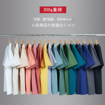 300g Japanese thick cotton solid color short sleeve base shirt with pure white T-shirt oversize loose tee
