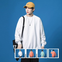330g cotton oversize heavy round neck sweater Hong Kong style casual men and women couples loose shoulder Terry coat