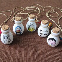 Cute cartoon oil bottle Jingdezhen handmade ceramic wishing bottle necklace sweater chain retro perfume bottle pendant