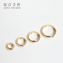 Double hole through bead ring ring ring curved ring connector copper plated 14K gold diy jewelry bracelet earring accessories