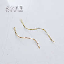 Wave pendant curved earrings plated 14K gold cut flower three-dimensional long line DIY accessories earrings jewelry handmade material