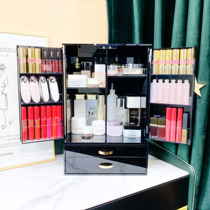 Lipstick makeup storage box cabinet high-end black and white acrylic double door dustproof opposite sex lipstick lip glaze storage rack