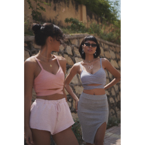 Pure color cotton without steel ring cross strap triangle cup thick chest pad small chest bra bra underwear bralette