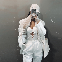 HUIHUI girl HUIHUI European and American hollow lace embroidery jumpsuit belly lift hip sexy waist sling girl