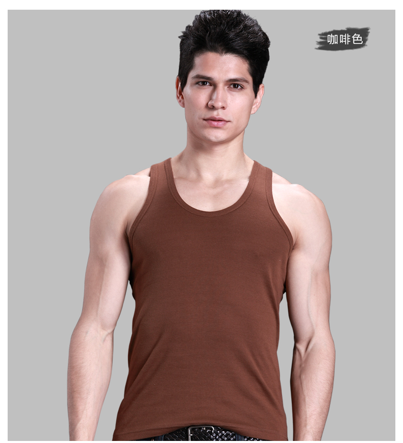 夏季男士纯棉纯色全棉背心 青年韩版潮男打底弹力修身型运动坎肩
